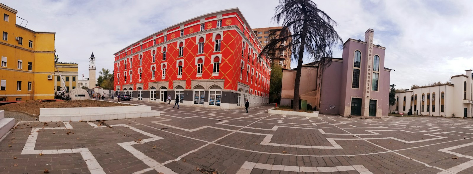 Colourful buildings on Skanderbeg Square in Tirana, Albania
